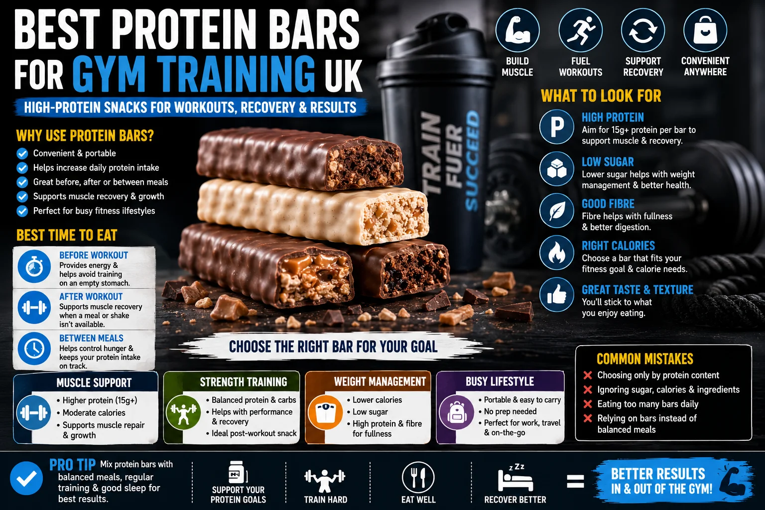 Protein bars for gym training, workouts, muscle support, recovery and high-protein fitness snacking