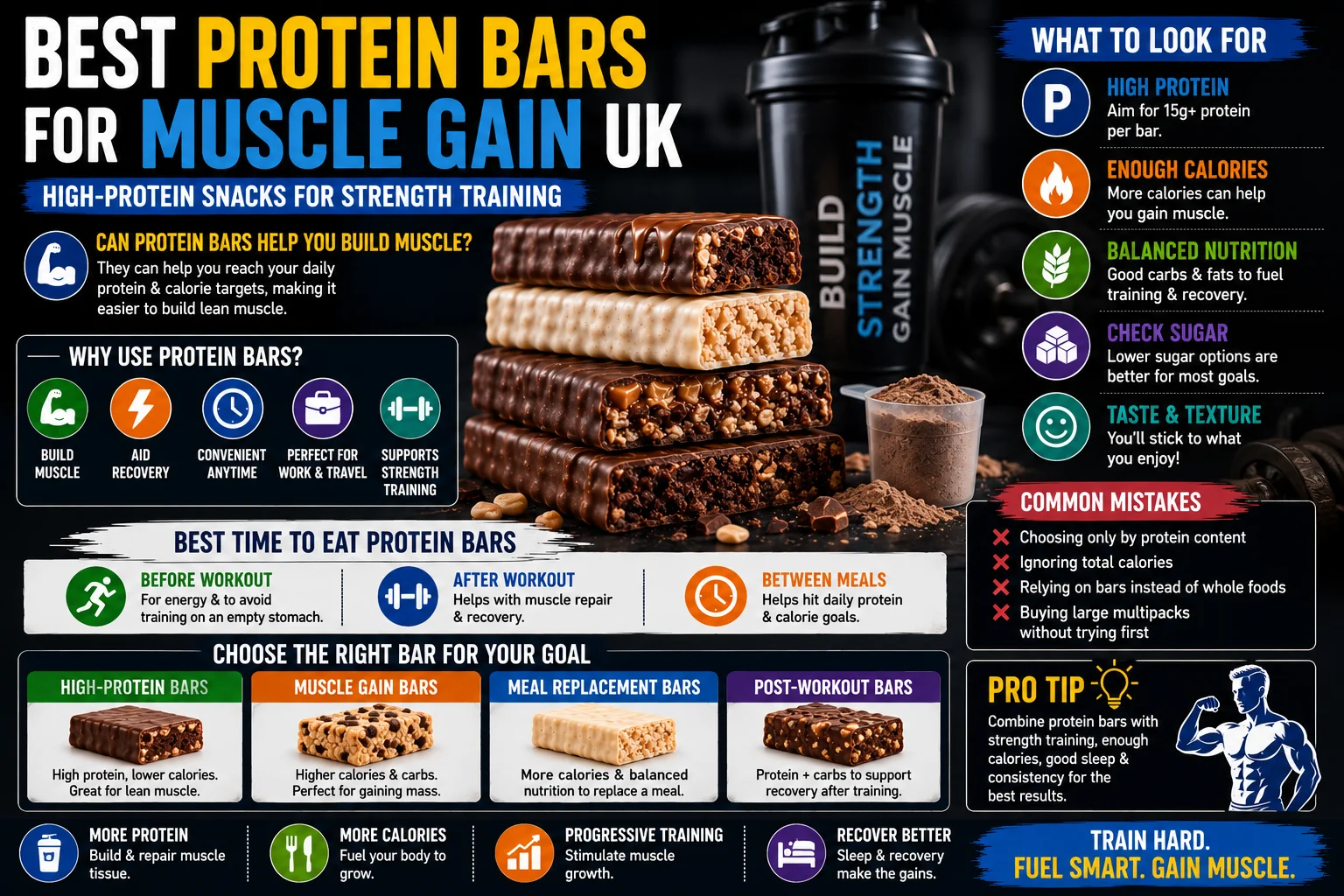 Protein bars for muscle gain, strength training, recovery, calorie support and high-protein fitness snacking